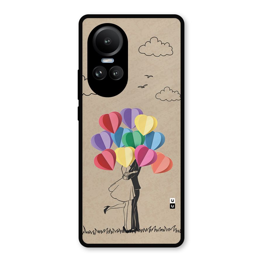 Couple With Card Baloons Metal Back Case for Oppo Reno10