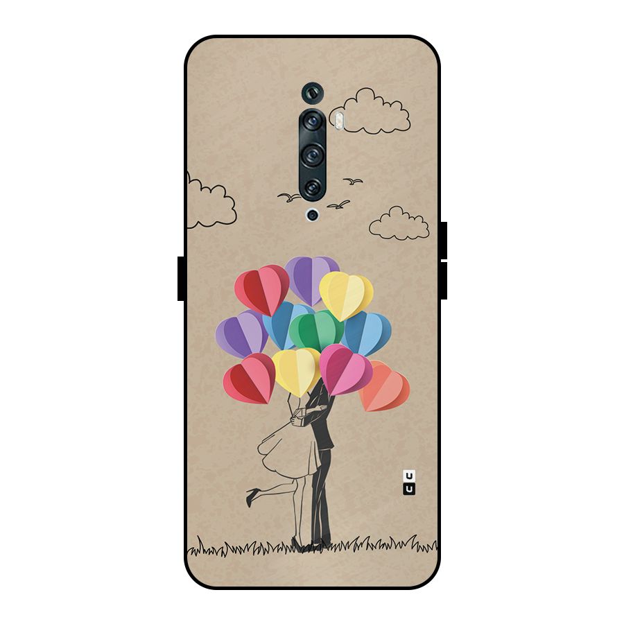 Couple With Card Baloons Metal Back Case for Oppo Reno2 F