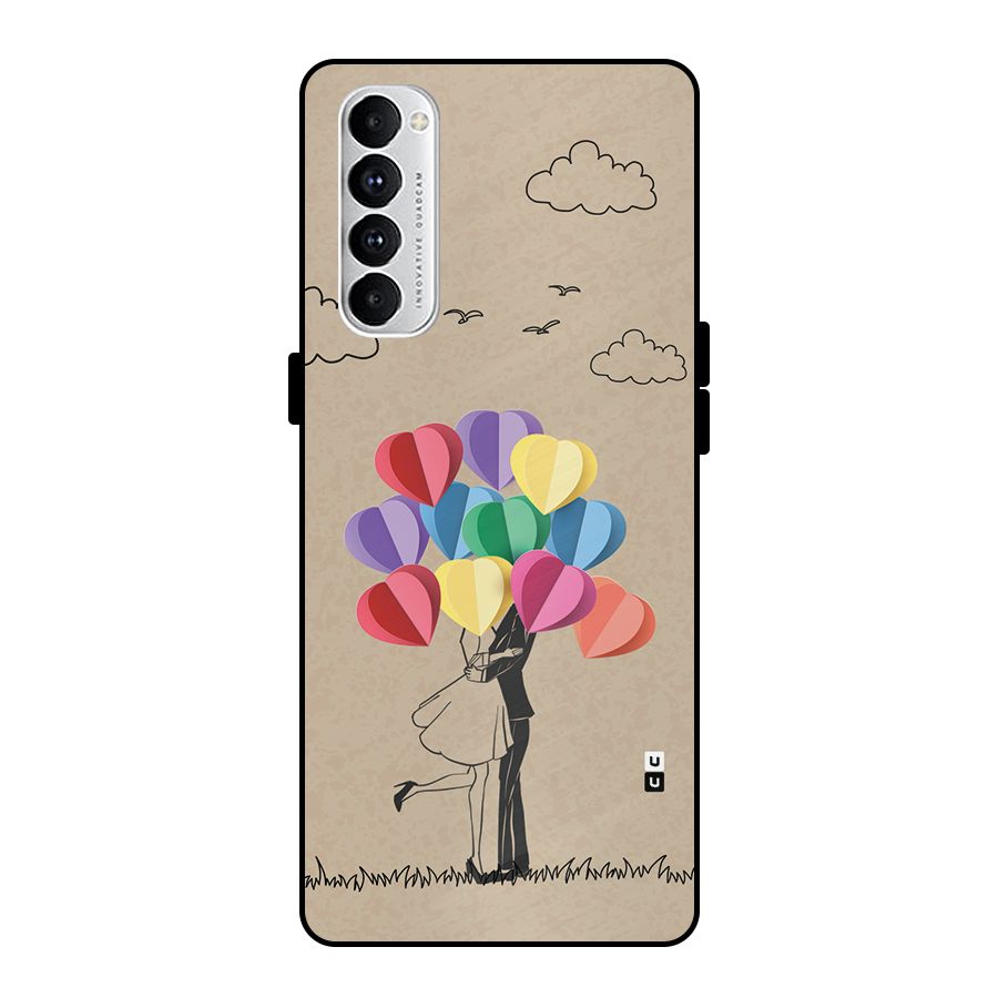 Couple With Card Baloons Metal Back Case for Oppo Reno4 Pro