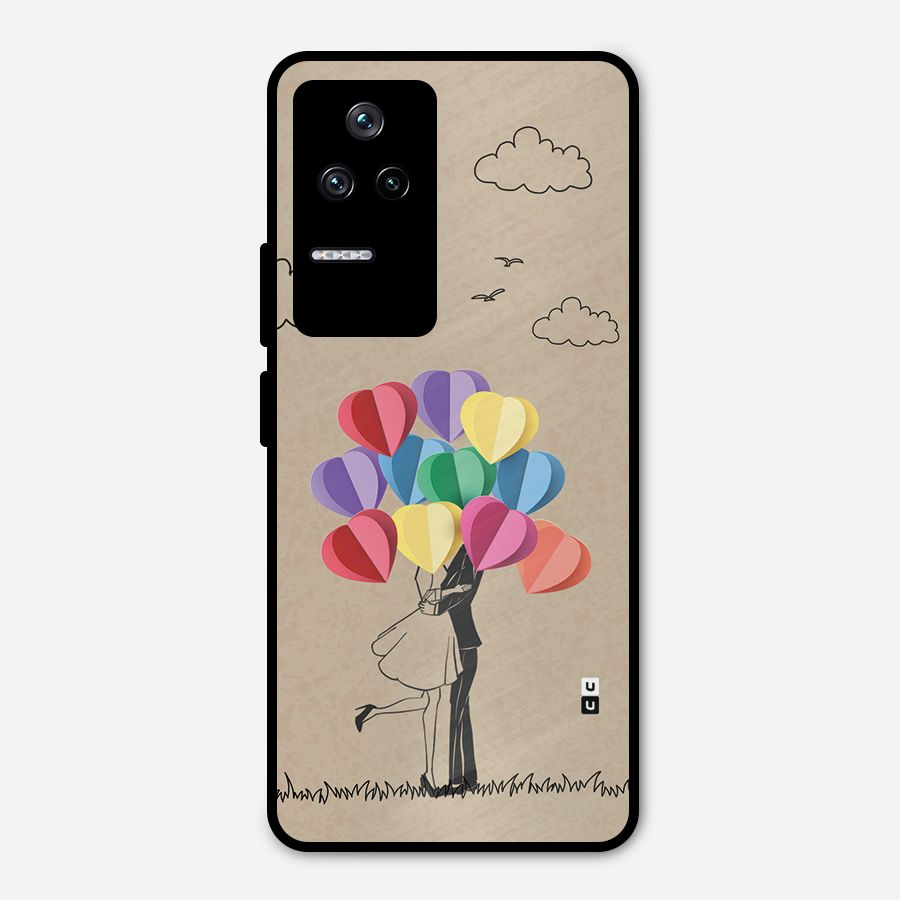 Couple With Card Baloons Metal Back Case for Poco F4 5G