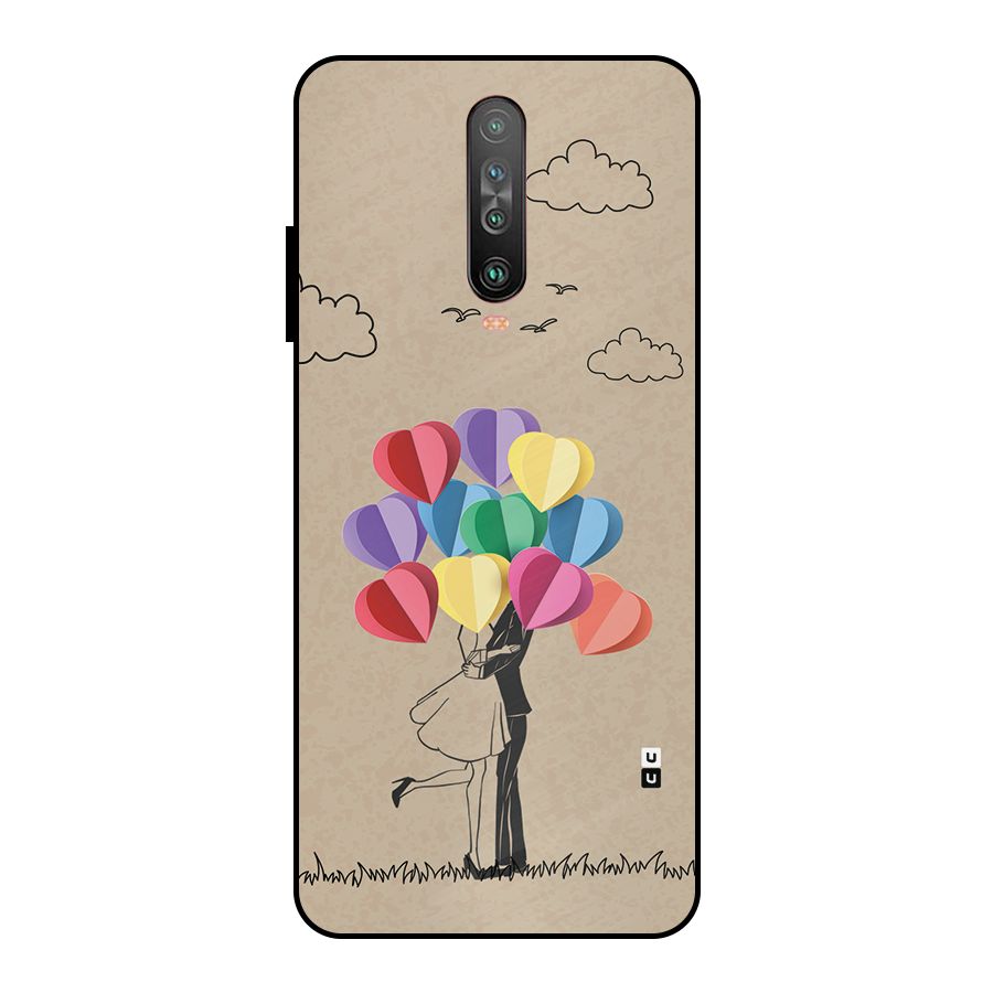 Couple With Card Baloons Metal Back Case for Poco X2