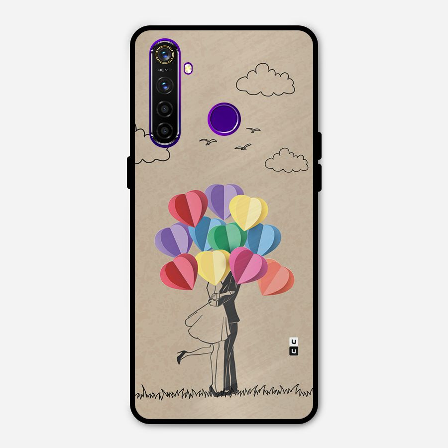Couple With Card Baloons Metal Back Case for Realme 5 Pro