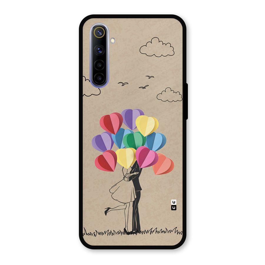 Couple With Card Baloons Metal Back Case for Realme 6