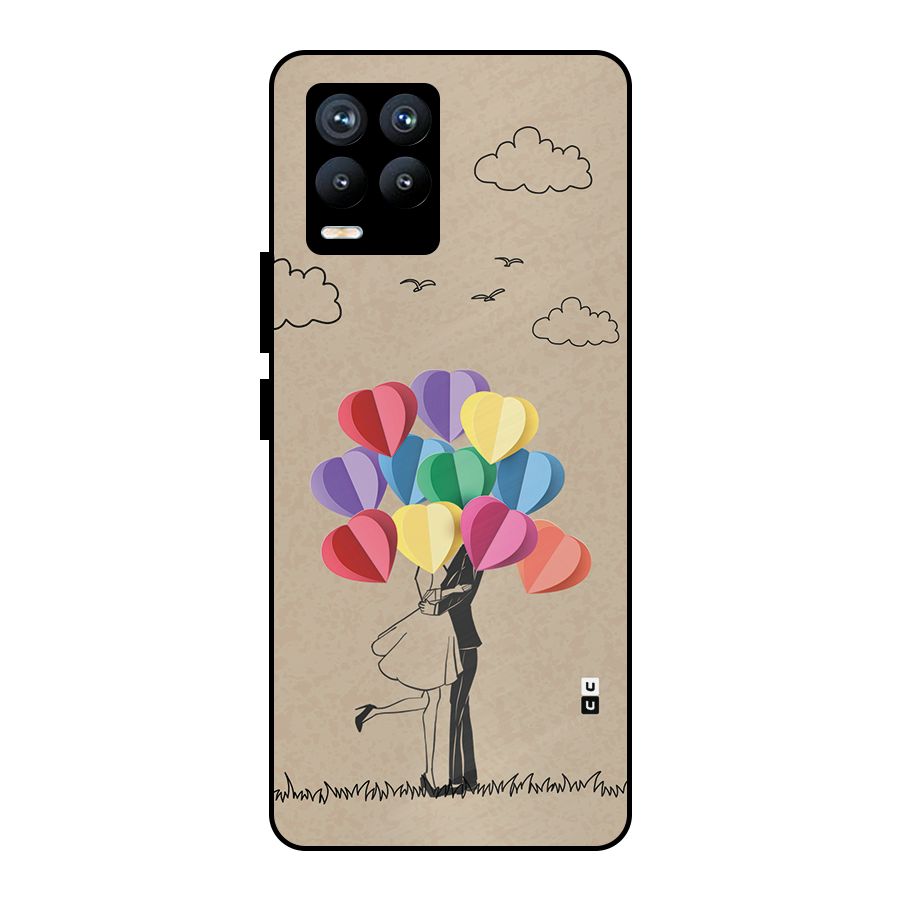 Couple With Card Baloons Metal Back Case for Realme 8