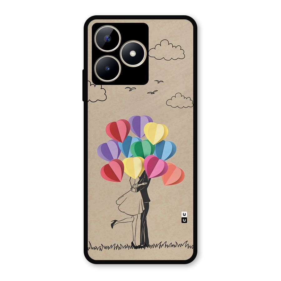 Couple With Card Baloons Metal Back Case for Realme C53