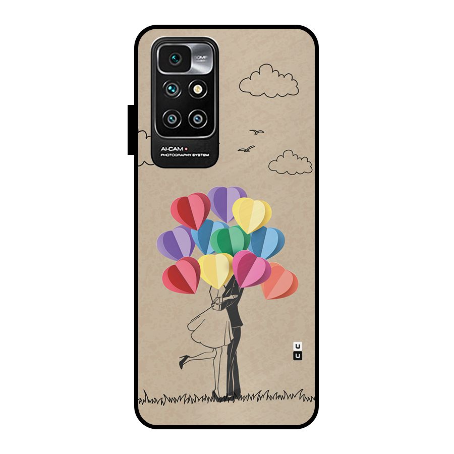 Couple With Card Baloons Metal Back Case for Redmi 10 Prime