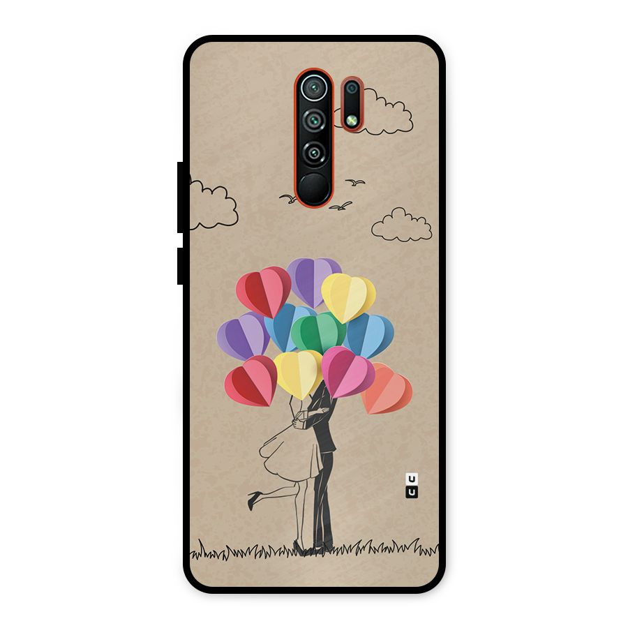 Couple With Card Baloons Metal Back Case for Redmi 9 Prime