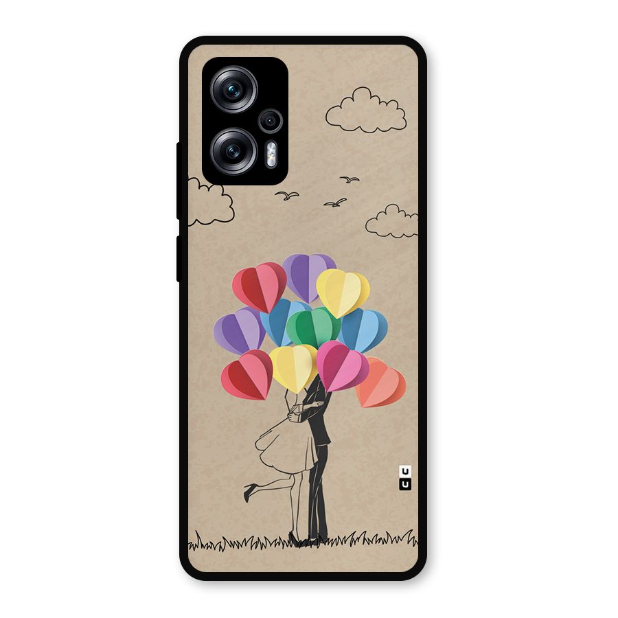 Couple With Card Baloons Metal Back Case for Redmi K50i