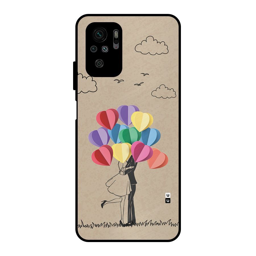 Couple With Card Baloons Metal Back Case for Redmi Note 10