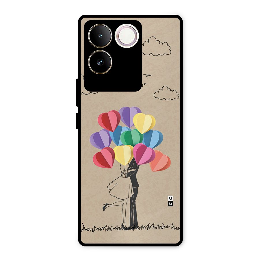 Couple With Card Baloons Metal Back Case for Vivo T2 Pro