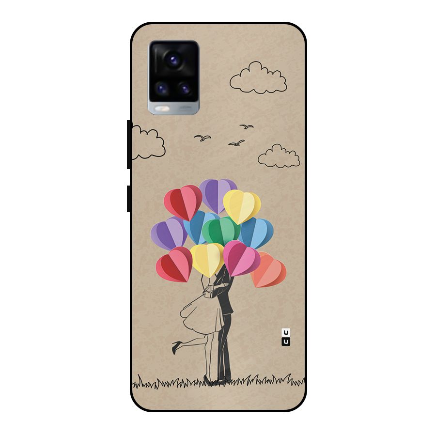 Couple With Card Baloons Metal Back Case for Vivo V20 2021