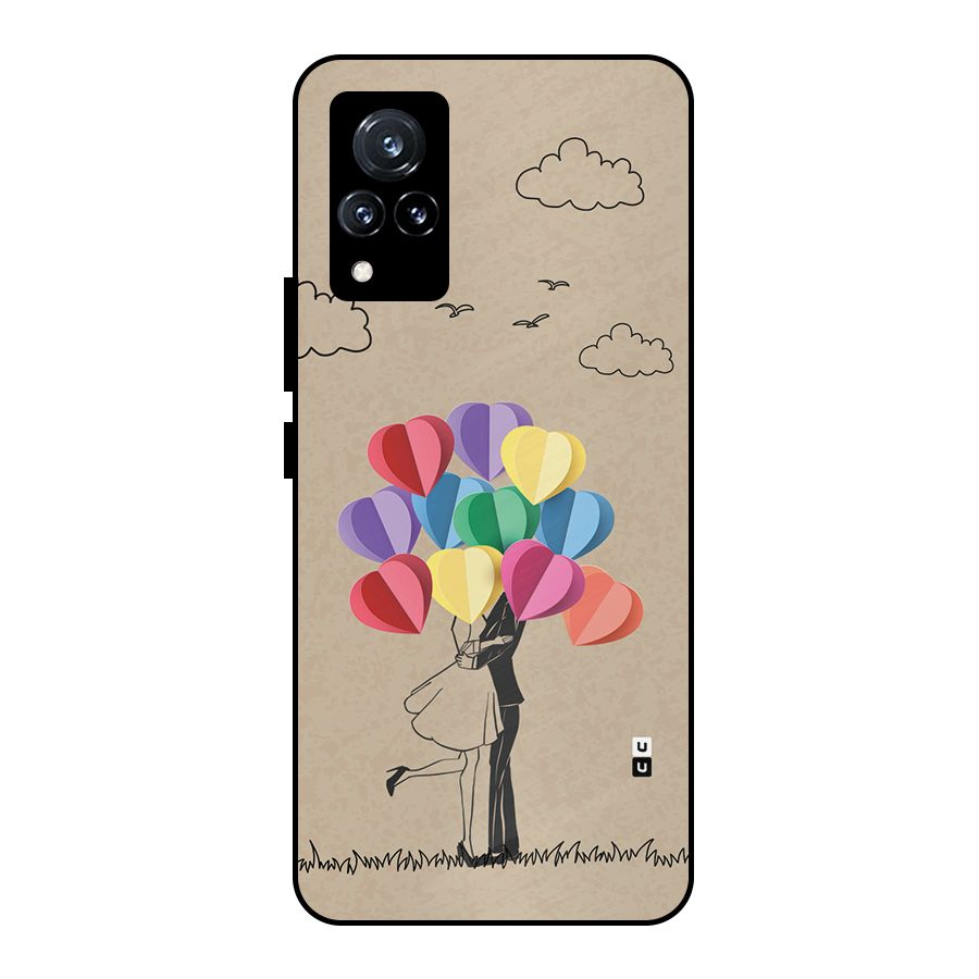 Couple With Card Baloons Metal Back Case for Vivo V21 5G