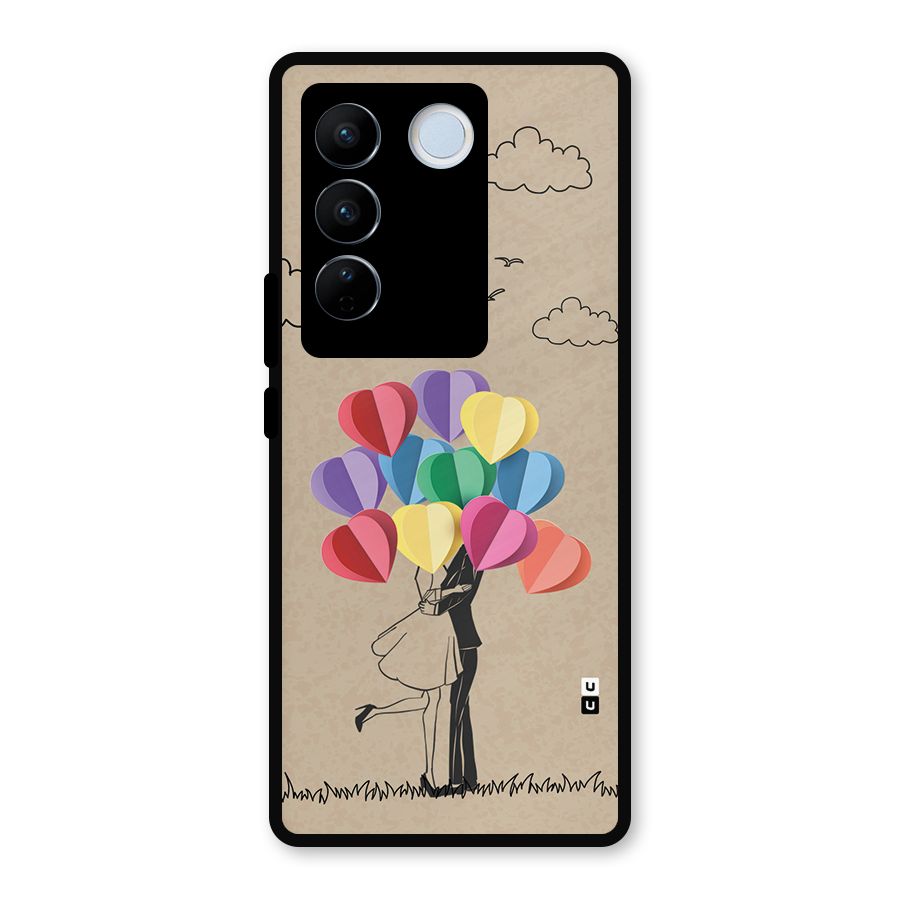 Couple With Card Baloons Metal Back Case for Vivo V27