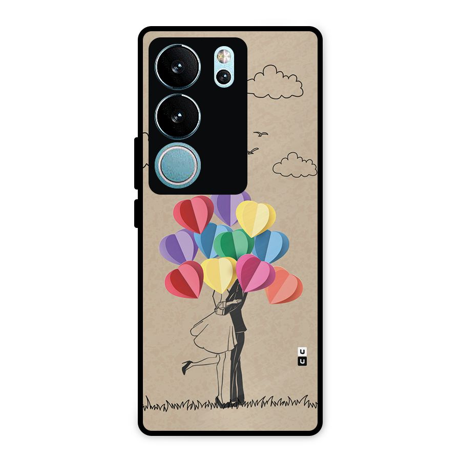 Couple With Card Baloons Metal Back Case for Vivo V29 Pro