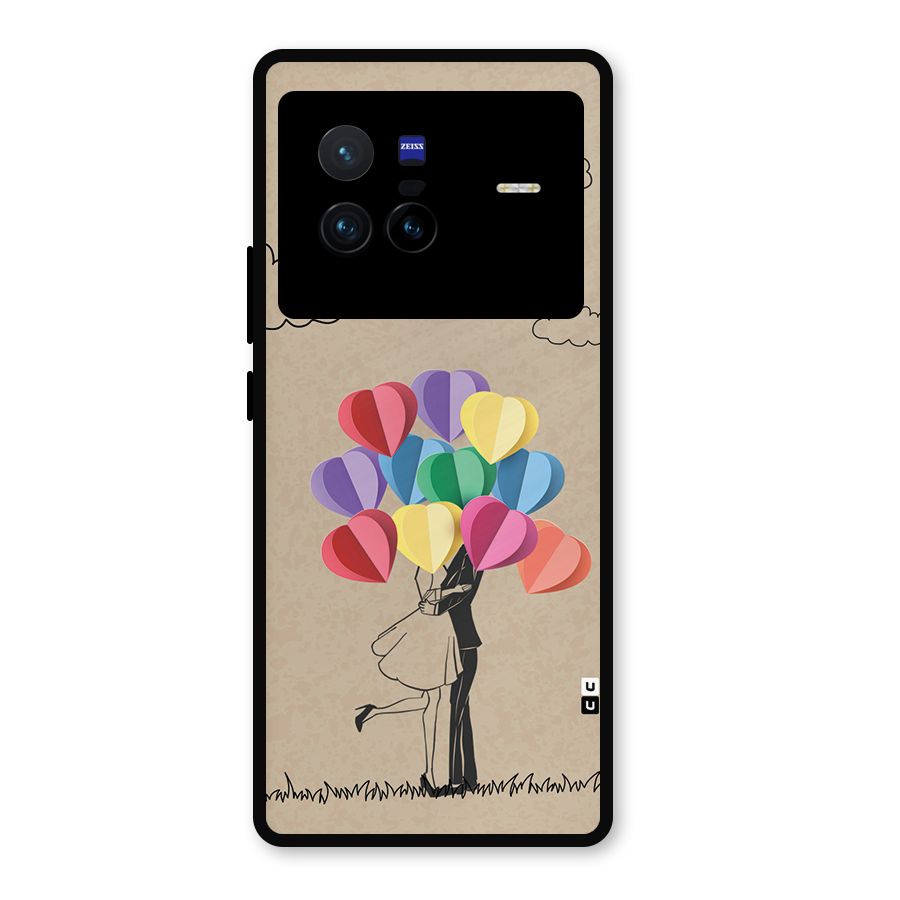 Couple With Card Baloons Metal Back Case for Vivo X80