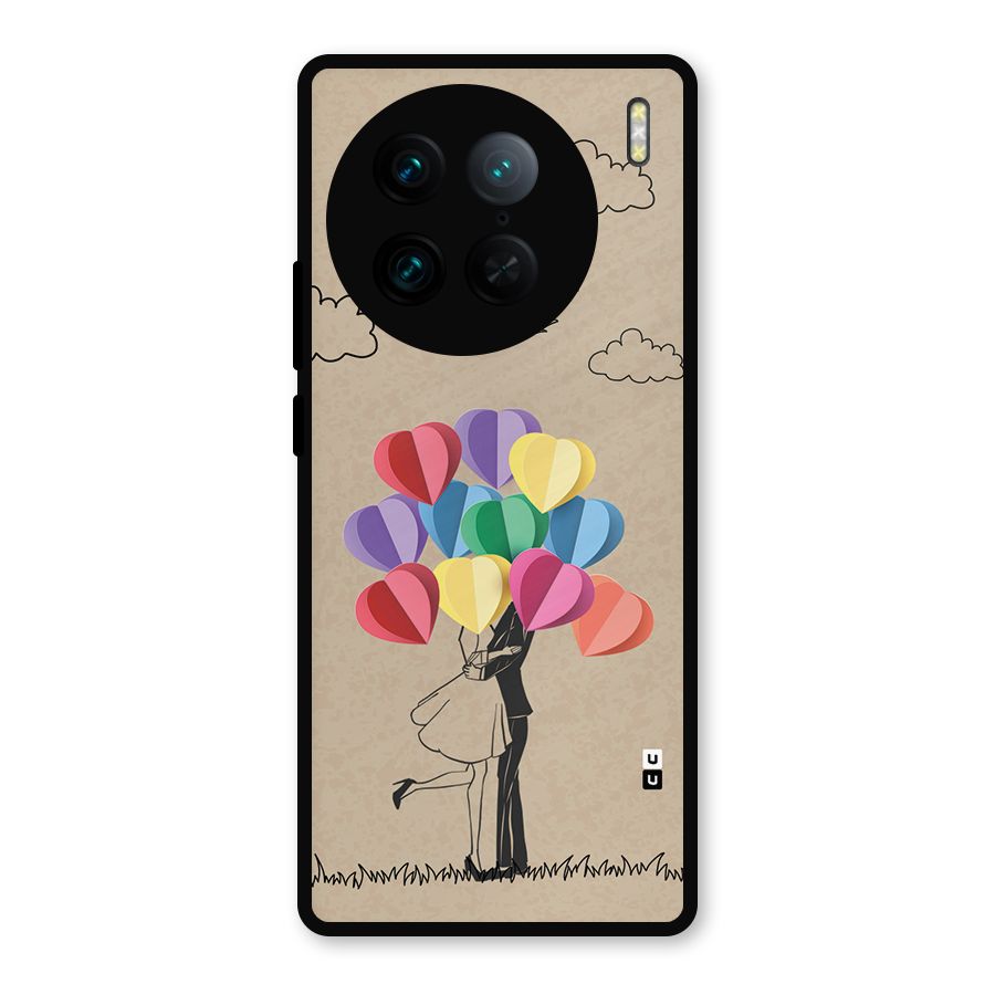 Couple With Card Baloons Metal Back Case for Vivo X90 Pro