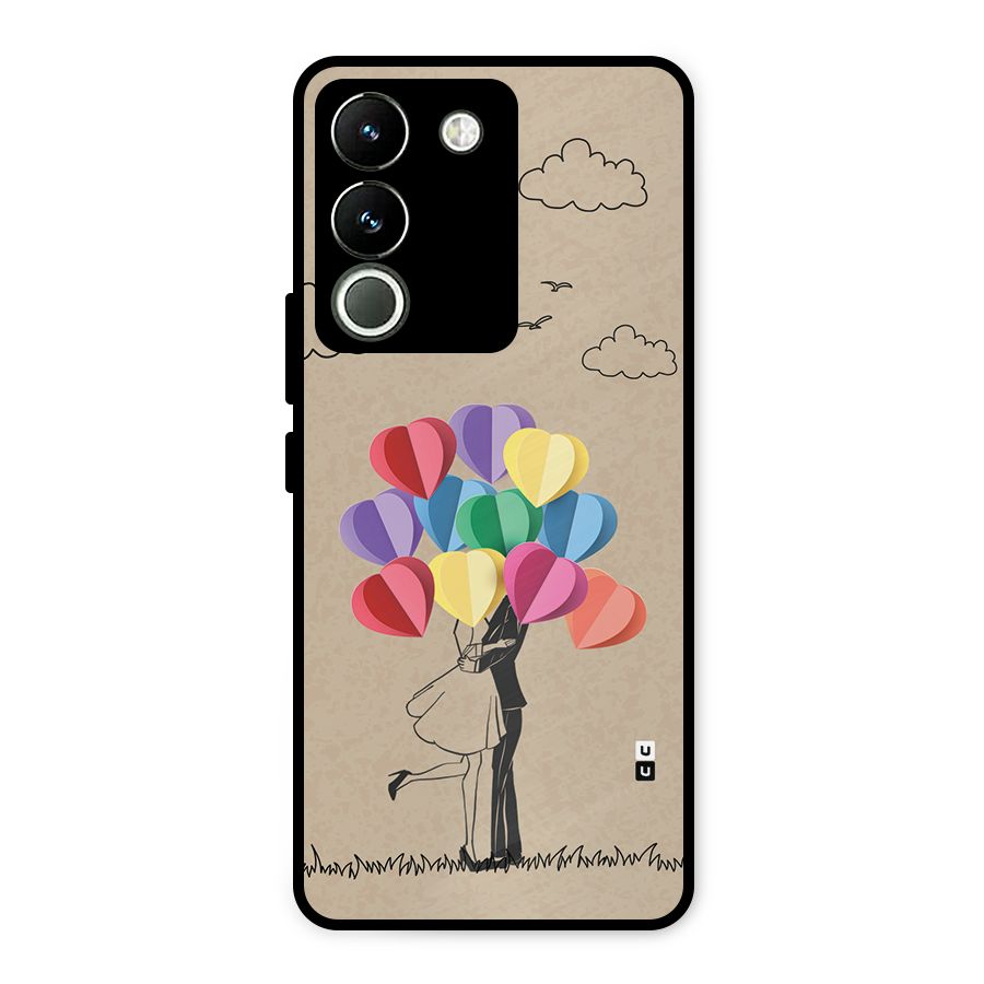 Couple With Card Baloons Metal Back Case for Vivo Y200