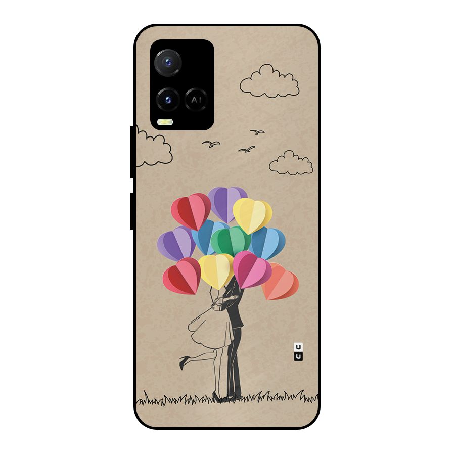 Couple With Card Baloons Metal Back Case for Vivo Y33s