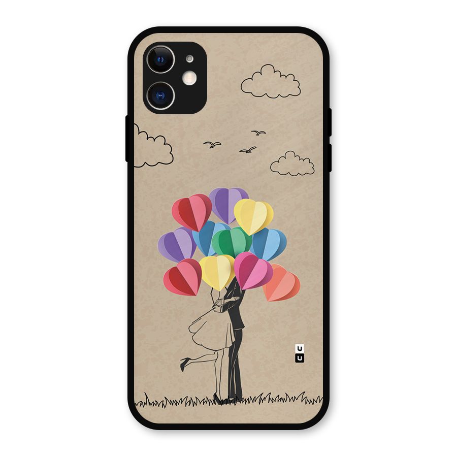 Couple With Card Baloons Metal Back Case for iPhone 11
