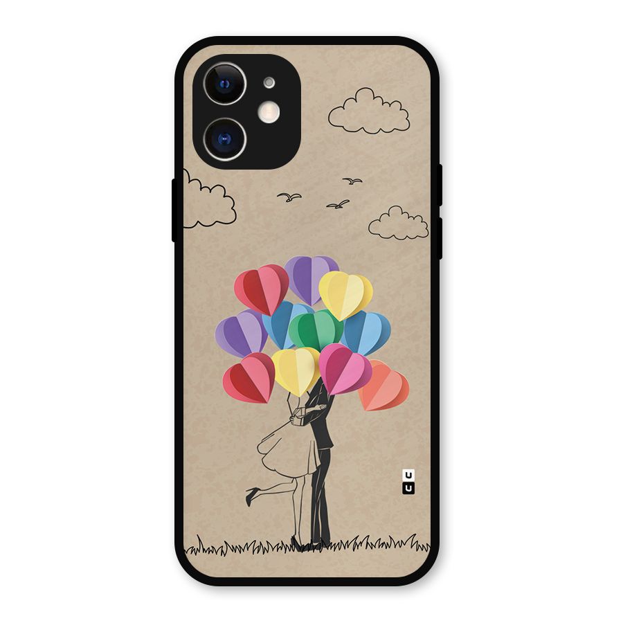 Couple With Card Baloons Metal Back Case for iPhone 12
