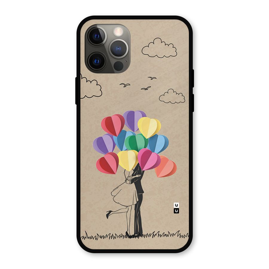 Couple With Card Baloons Metal Back Case for iPhone 12 Pro