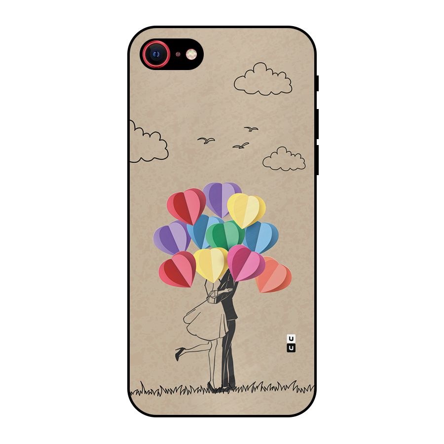 Couple With Card Baloons Metal Back Case for iPhone SE 2020