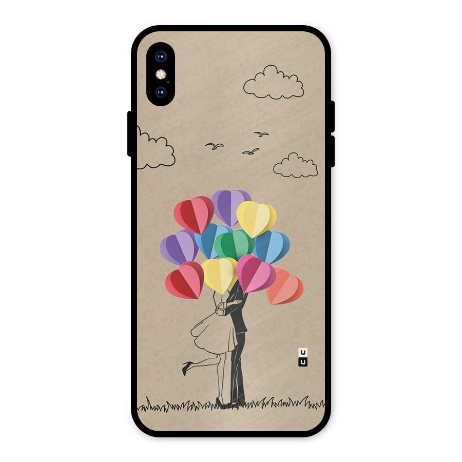 Couple With Card Baloons Metal Back Case for iPhone XS Max