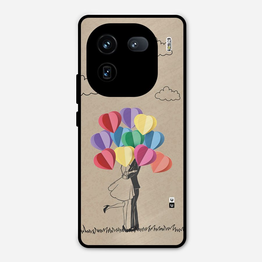 Couple With Card Baloons Metal Back Case for iQOO 12