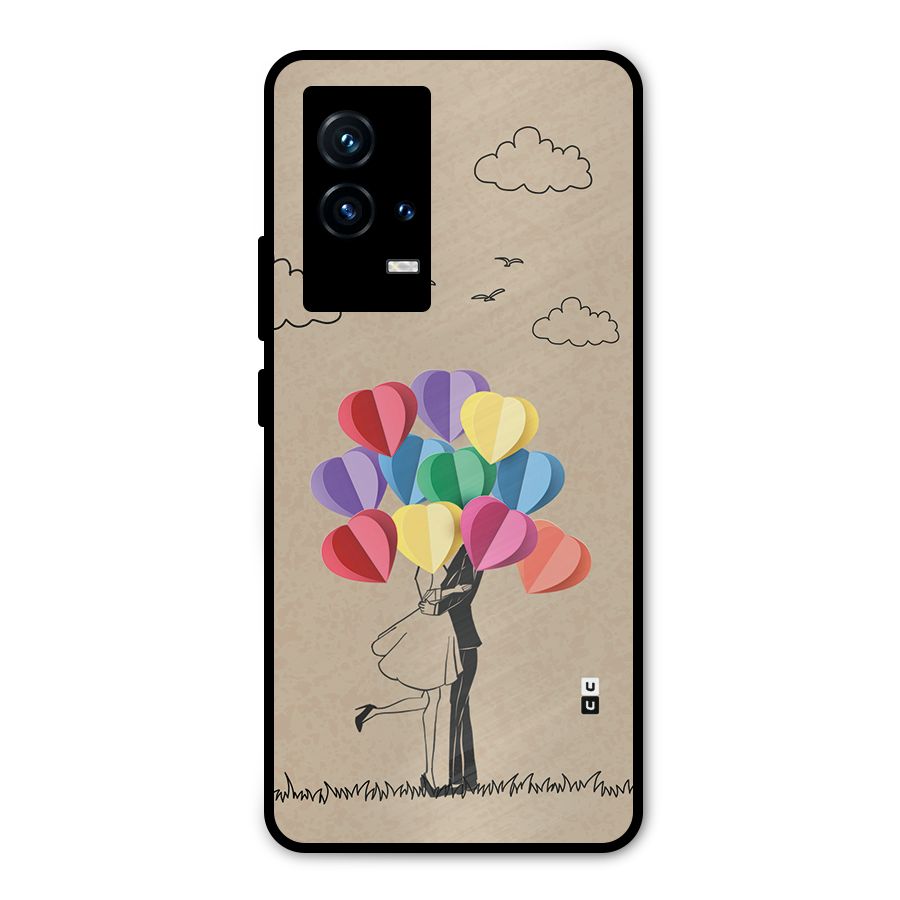 Couple With Card Baloons Metal Back Case for iQOO 9 5G