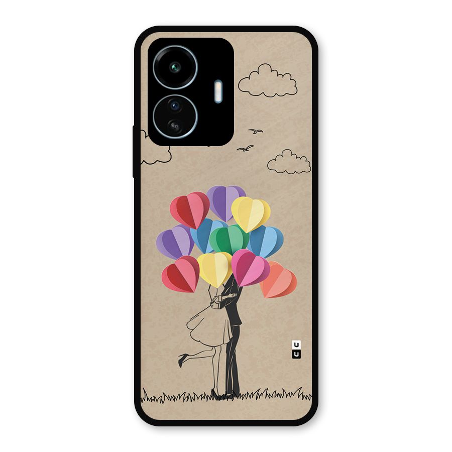 Couple With Card Baloons Metal Back Case for vivo iQOO Z6 Lite 5G