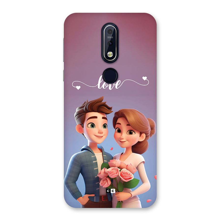 Couple With Flower Back Case for Nokia 7.1