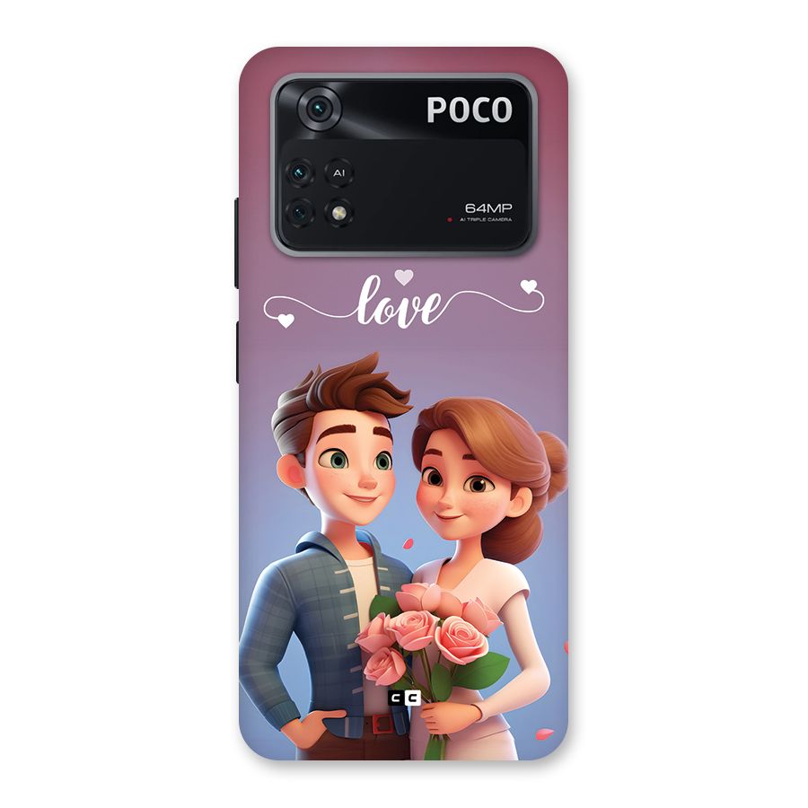 Couple With Flower Back Case for Poco M4 Pro 4G