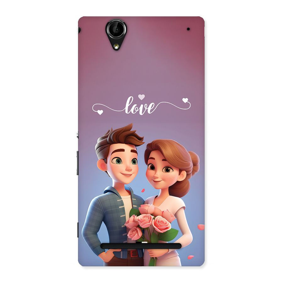 Couple With Flower Back Case for Xperia T2