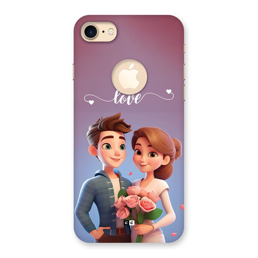 Couple With Flower Back Case for iPhone 7 Logo Cut