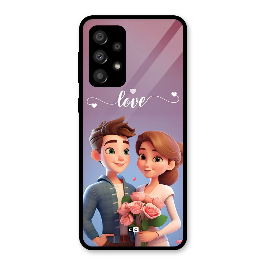 Couple With Flower Glass Back Case for Galaxy A32
