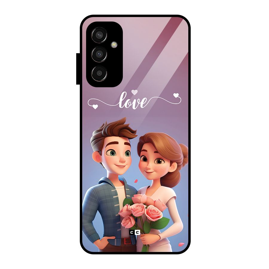 Couple With Flower Glass Back Case for Galaxy F13