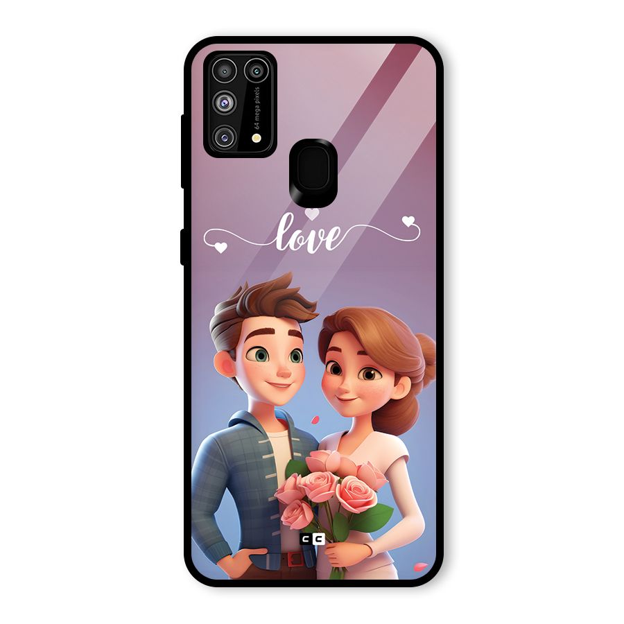 Couple With Flower Glass Back Case for Galaxy F41