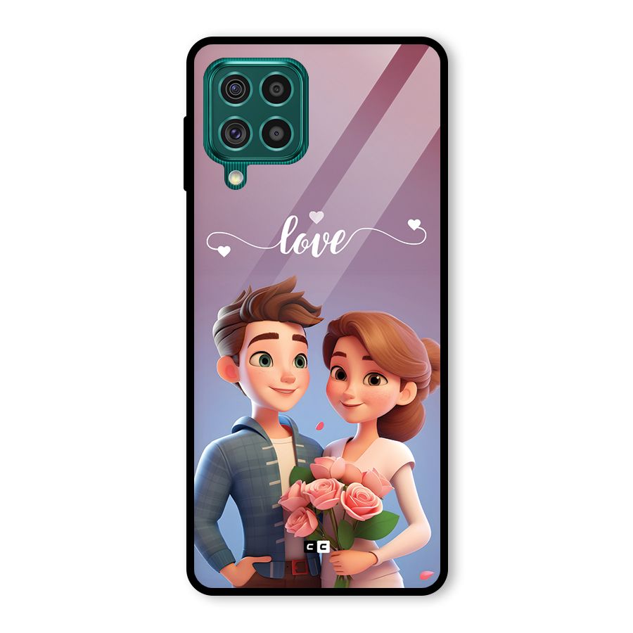 Couple With Flower Glass Back Case for Galaxy F62