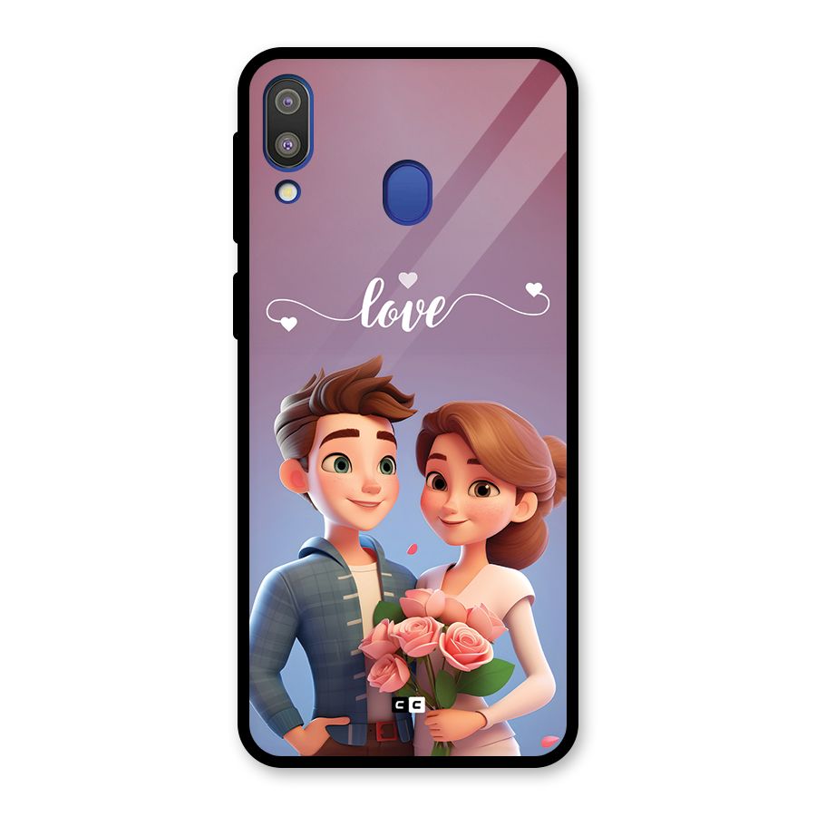 Couple With Flower Glass Back Case for Galaxy M20