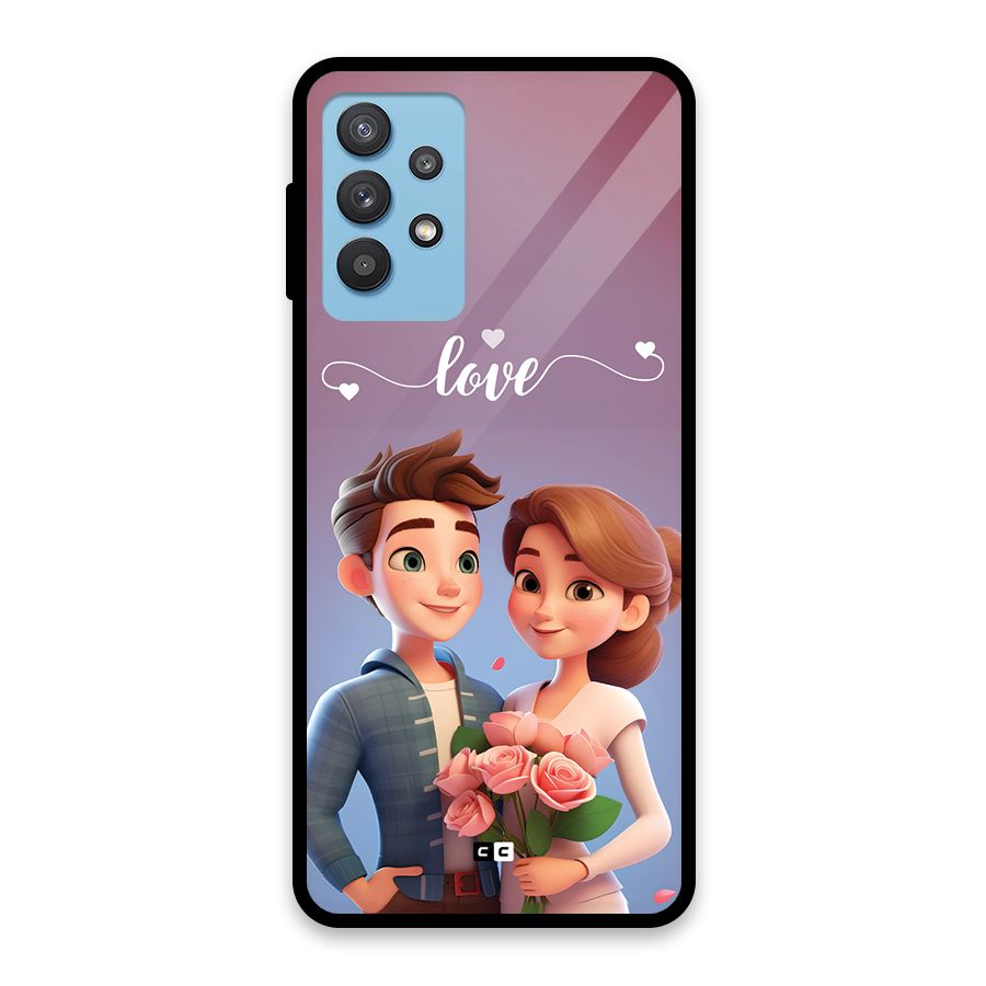 Couple With Flower Glass Back Case for Galaxy M32 5G
