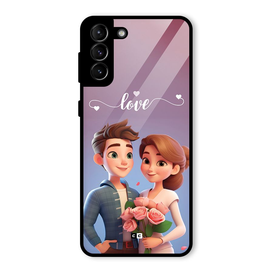 Couple With Flower Glass Back Case for Galaxy S21 Plus