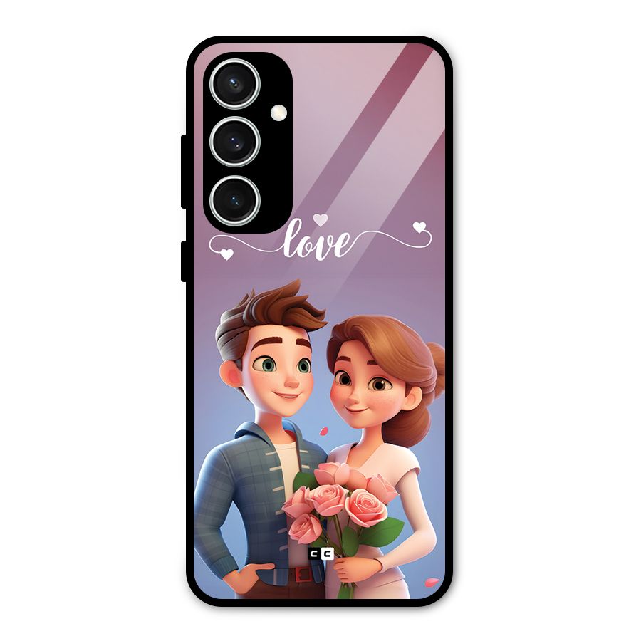 Couple With Flower Glass Back Case for Galaxy S23 FE