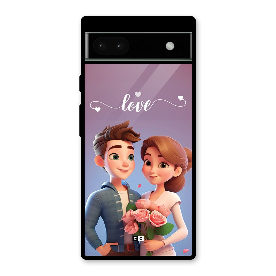 Couple With Flower Glass Back Case for Google Pixel 6a
