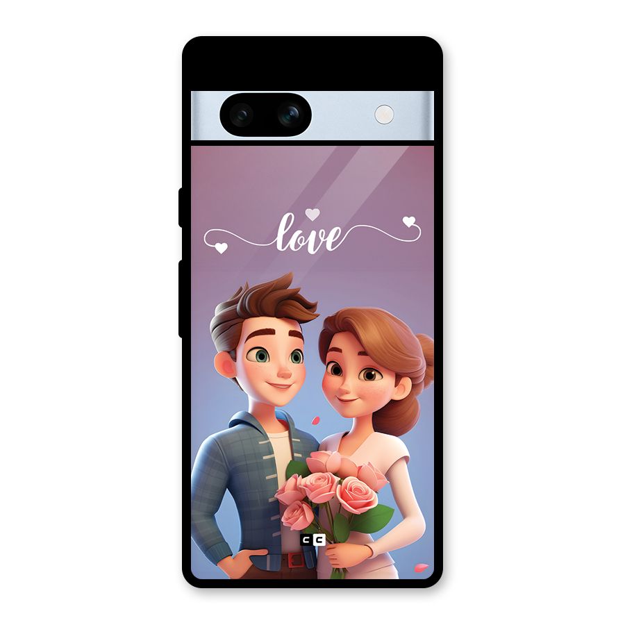 Couple With Flower Glass Back Case for Google Pixel 7a