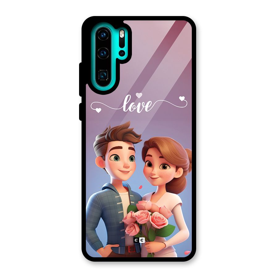 Couple With Flower Glass Back Case for Huawei P30 Pro