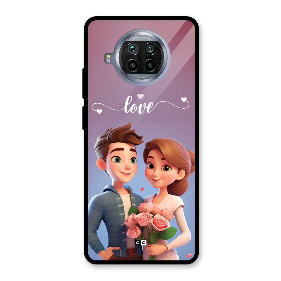 Couple With Flower Glass Back Case for Mi 10i