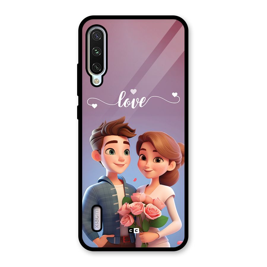 Couple With Flower Glass Back Case for Mi A3