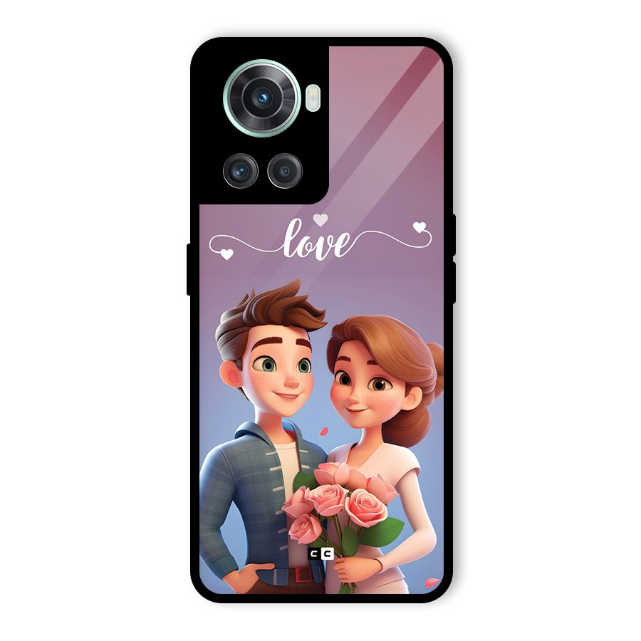 Couple With Flower Glass Back Case for OnePlus 10R
