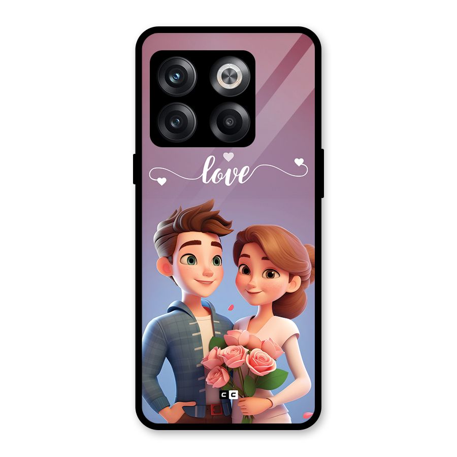 Couple With Flower Glass Back Case for OnePlus 10T