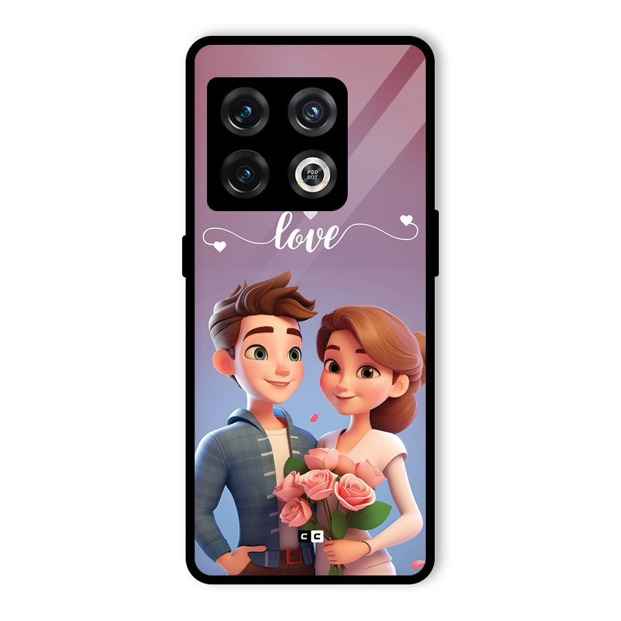 Couple With Flower Glass Back Case for OnePlus 10 Pro 5G